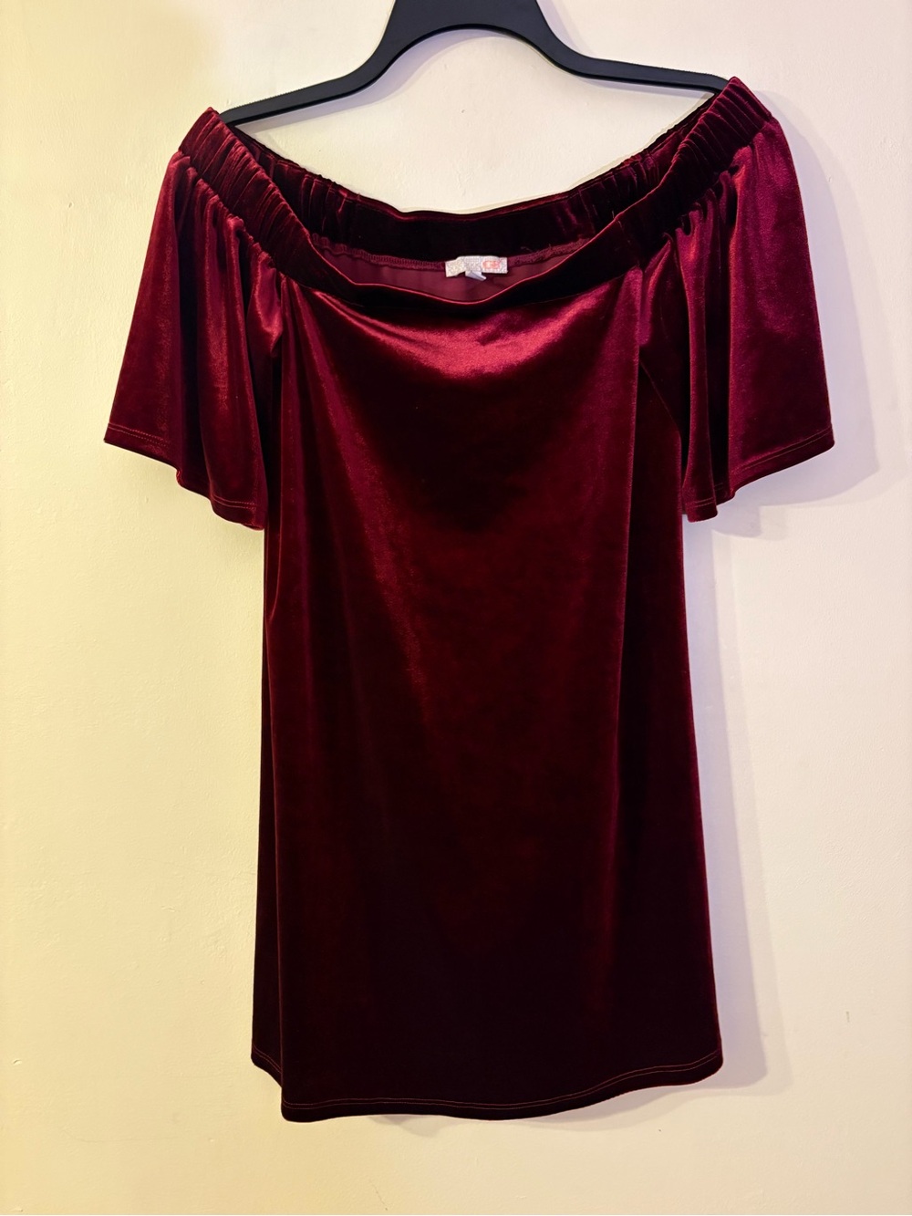 Whimsigoth Burgandy off-Shoulder Mini Dress